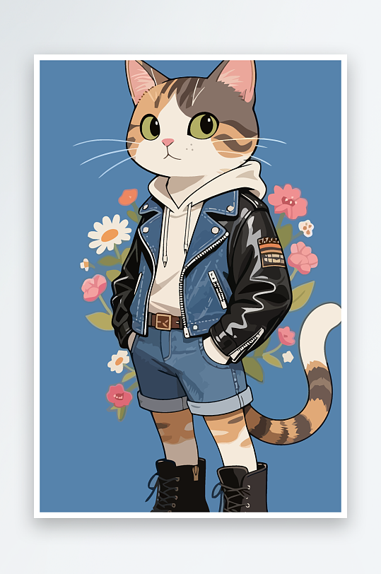 卡通猫矢量插画图形元素-众图网