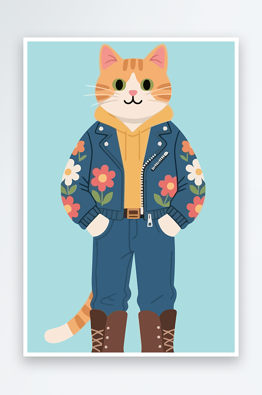 卡通猫矢量插画图形元素-众图网