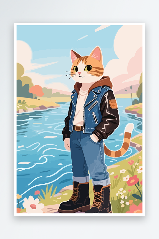 卡通猫矢量插画图形元素-众图网