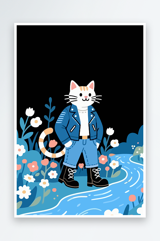 卡通猫图标矢量插画图形元素-众图网