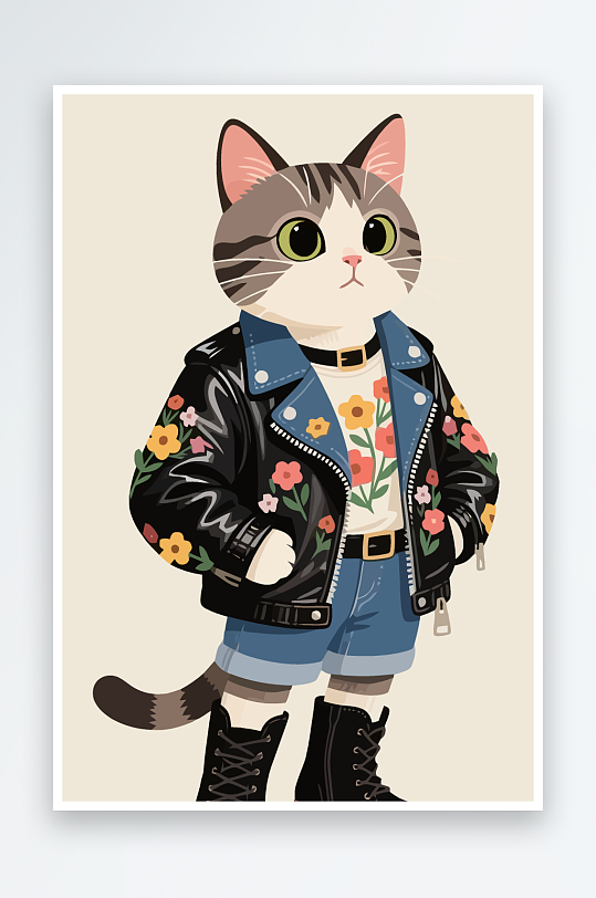 卡通猫图标矢量插画图形元素-众图网