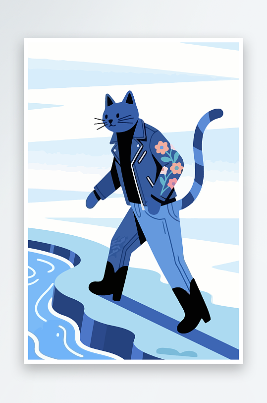 卡通猫图标矢量插画图形元素-众图网