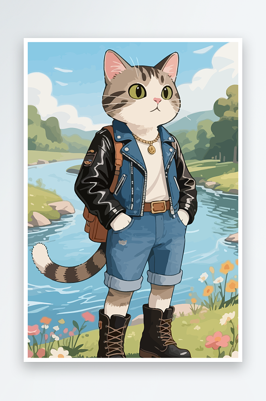 卡通猫图标矢量插画图形元素-众图网