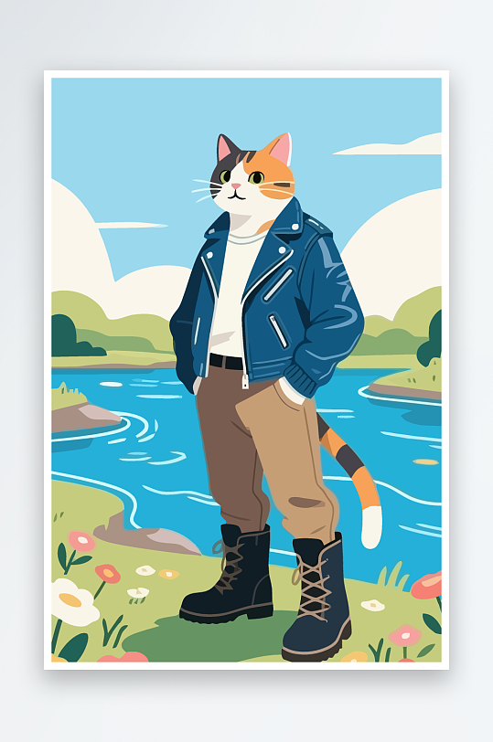 卡通猫图标矢量插画图形元素-众图网