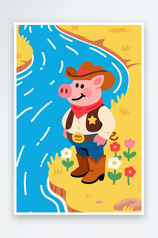 卡通猪图标矢量插画图形元素-众图网