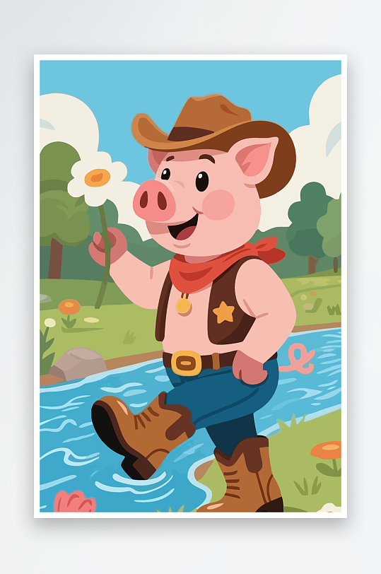 卡通猪图标矢量插画图形元素-众图网