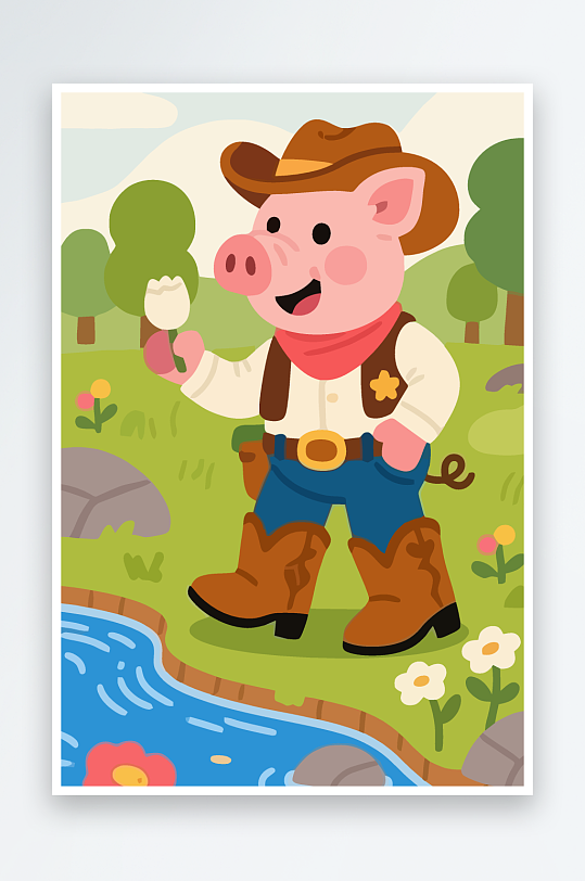 卡通猪图标矢量插画图形元素-众图网