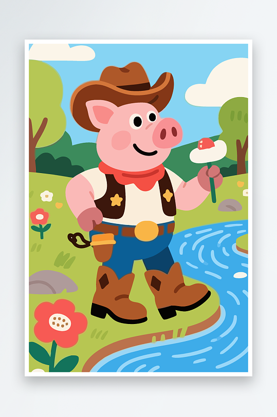 卡通猪图标矢量插画图形元素-众图网