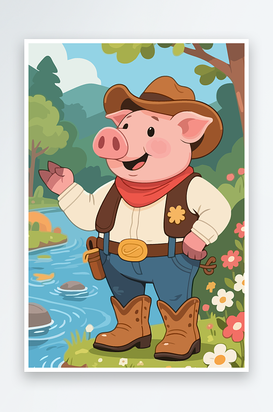 卡通猪图标矢量插画图形元素-众图网