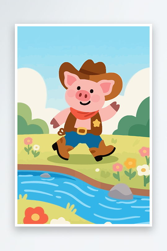 卡通猪图标矢量插画图形元素-众图网