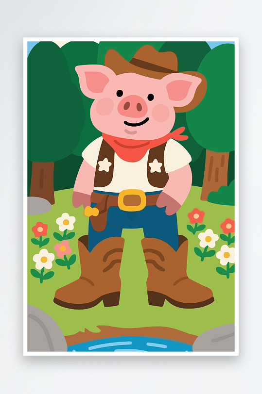 卡通猪图标矢量插画图形元素-众图网