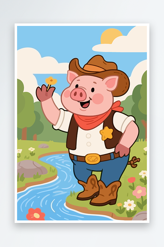 卡通猪图标矢量插画图形元素-众图网