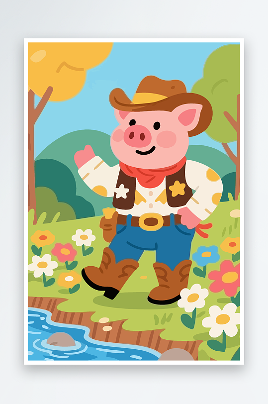 卡通猪图标矢量插画图形元素-众图网