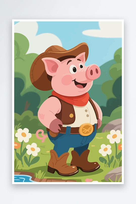 卡通猪图标矢量插画图形元素-众图网