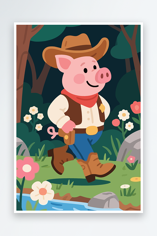 卡通猪图标矢量插画图形元素-众图网