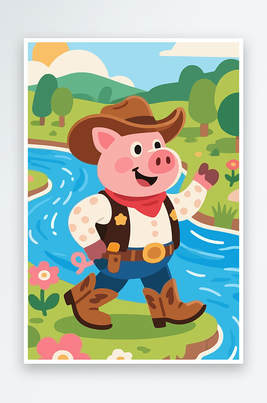 卡通猪图标矢量插画图形元素-众图网