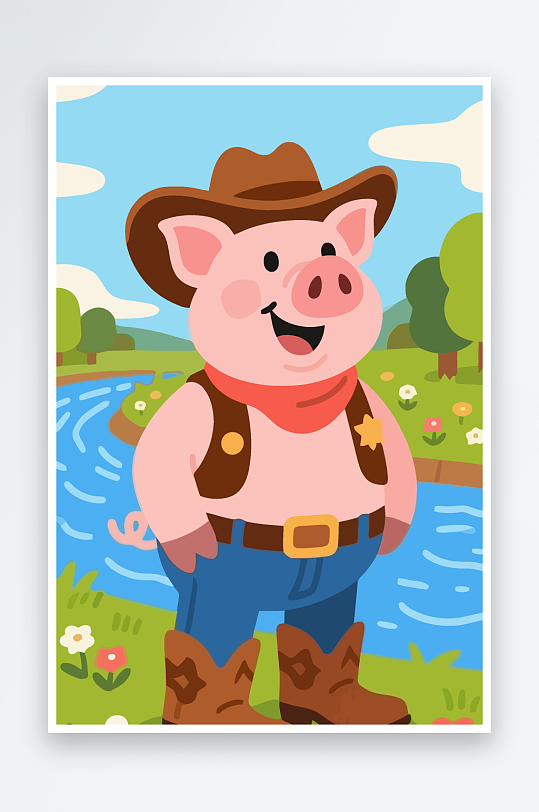 卡通猪矢量插画图形元素-众图网