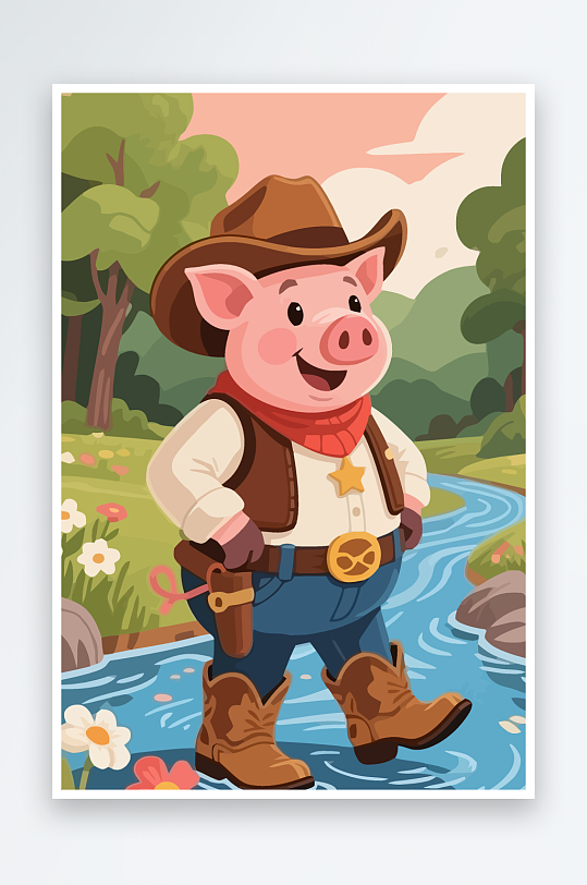 卡通猪矢量插画图形元素-众图网