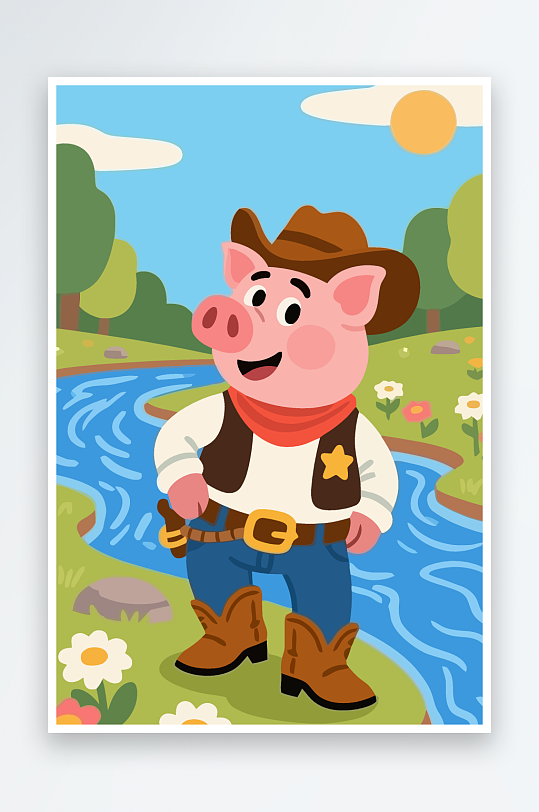 卡通猪矢量插画图形元素-众图网
