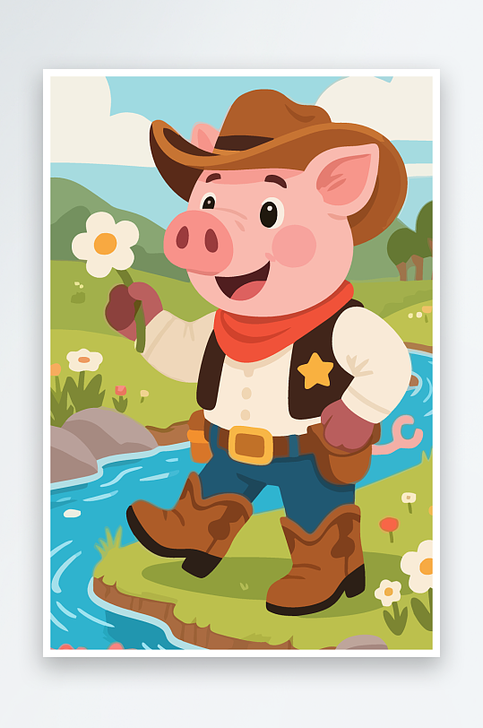 卡通猪矢量插画图形元素-众图网