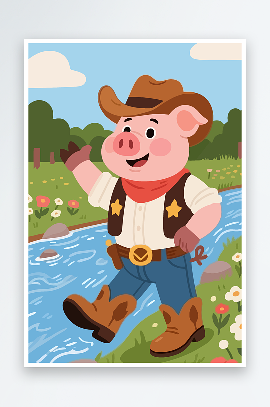 卡通猪图标矢量插画图形元素-众图网