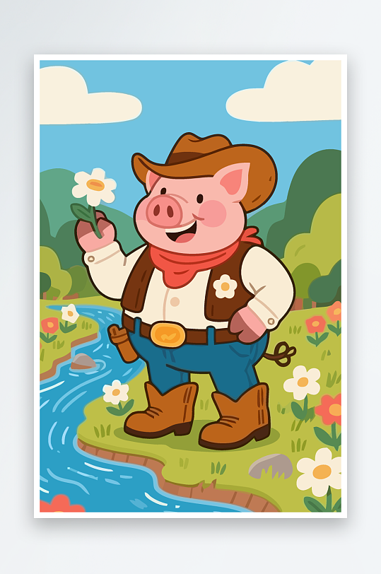 卡通猪图标矢量插画图形元素-众图网