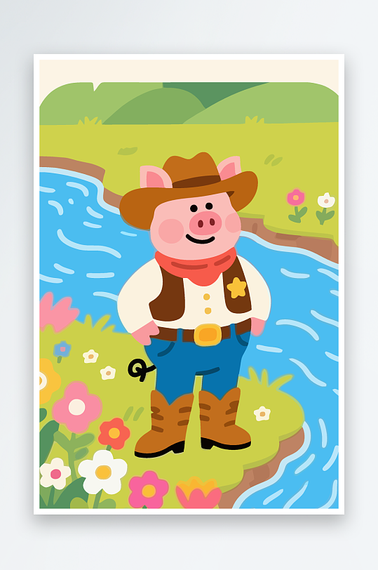 卡通猪图标矢量插画图形元素-众图网