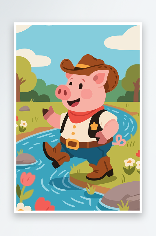 卡通猪图标矢量插画图形元素-众图网