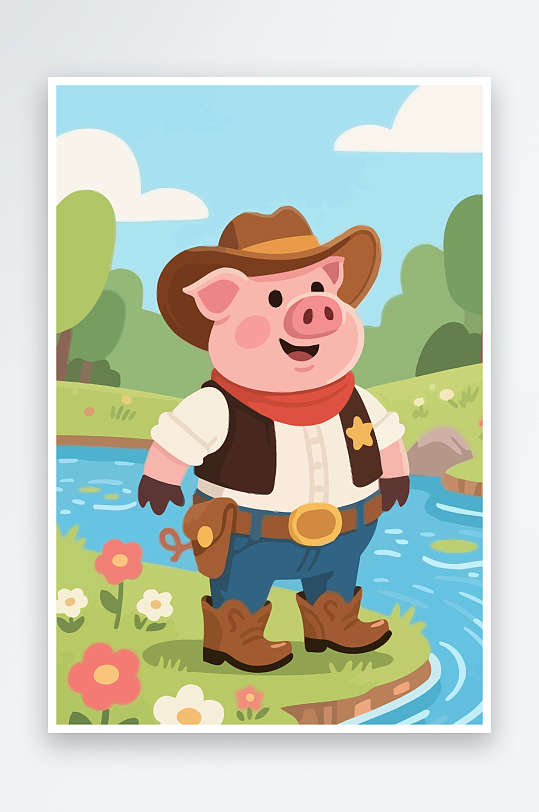 卡通猪图标矢量插画图形元素-众图网