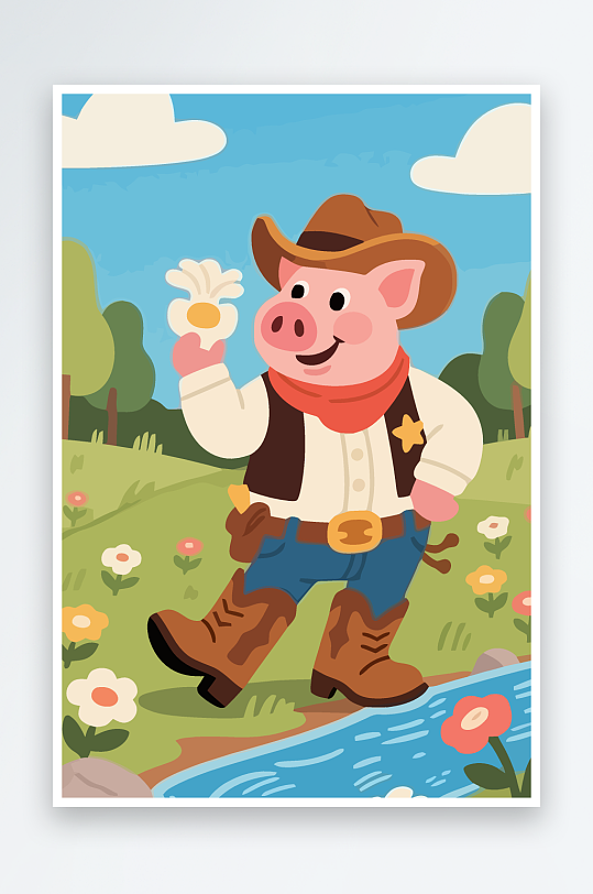 卡通猪图标矢量插画图形元素-众图网