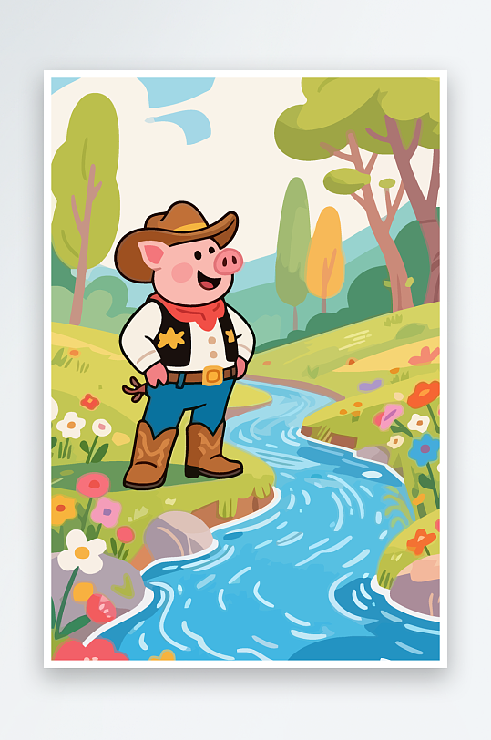 卡通猪图标矢量插画图形元素-众图网