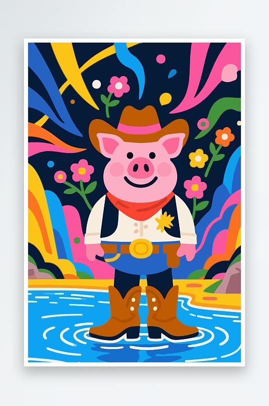 卡通猪图标矢量插画图形元素-众图网