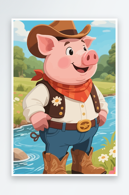 卡通猪图标矢量插画图形元素-众图网