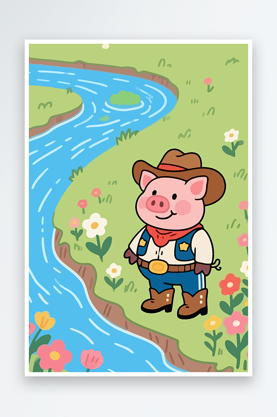 卡通猪图标矢量插画图形元素-众图网