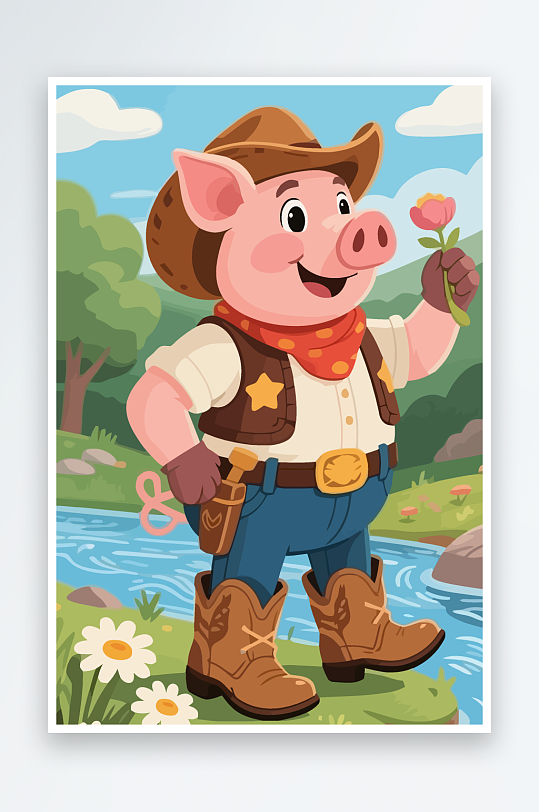 卡通猪矢量插画图形元素-众图网