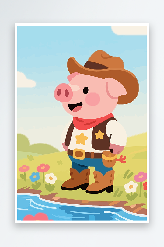 卡通猪矢量插画图形元素-众图网