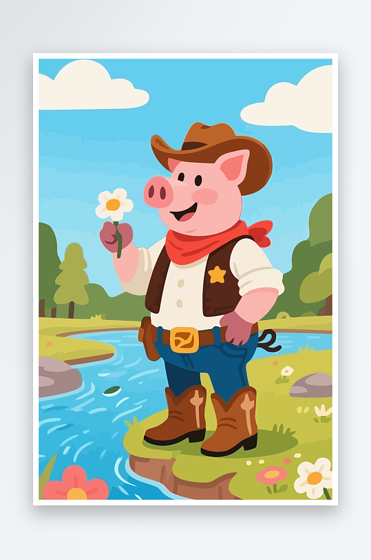 卡通猪矢量插画图形元素-众图网