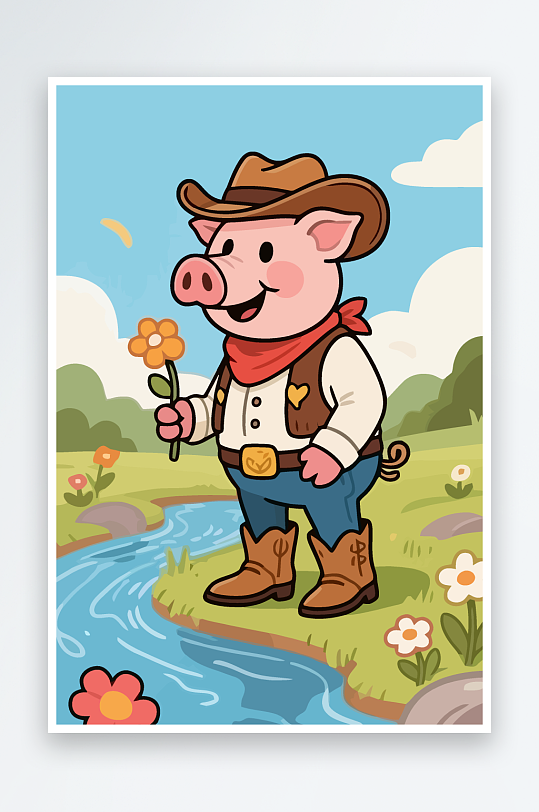 卡通猪图标矢量插画图形元素-众图网