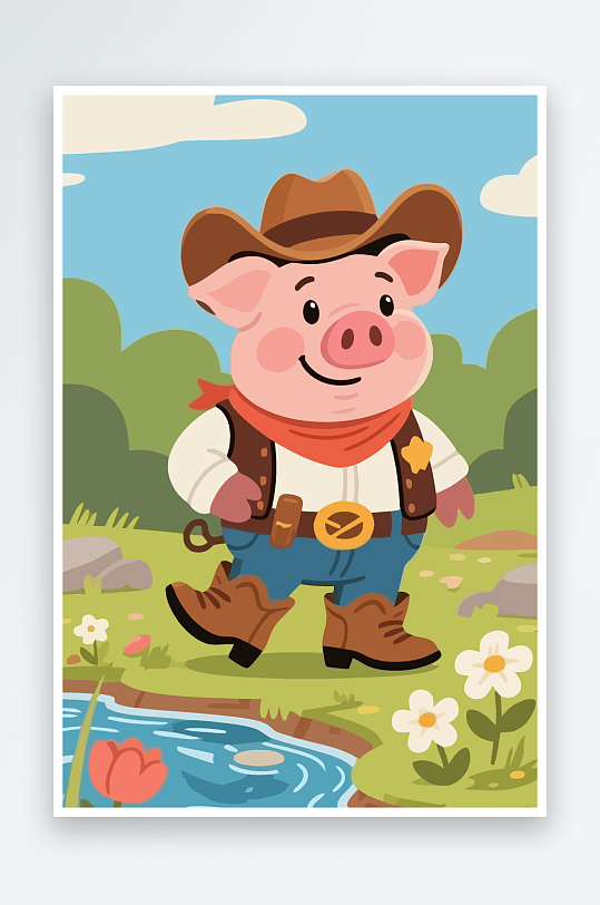 卡通猪图标矢量插画图形元素-众图网