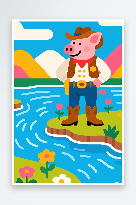 卡通猪图标矢量插画图形元素-众图网