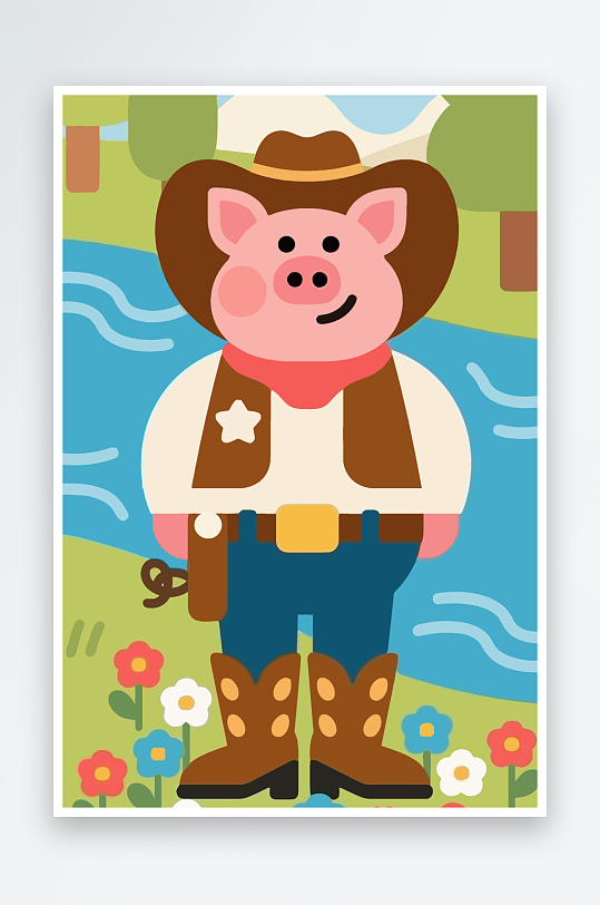 卡通猪图标矢量插画图形元素-众图网