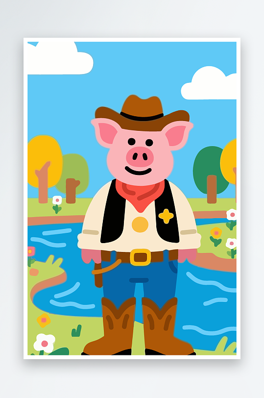 卡通猪图标矢量插画图形元素-众图网