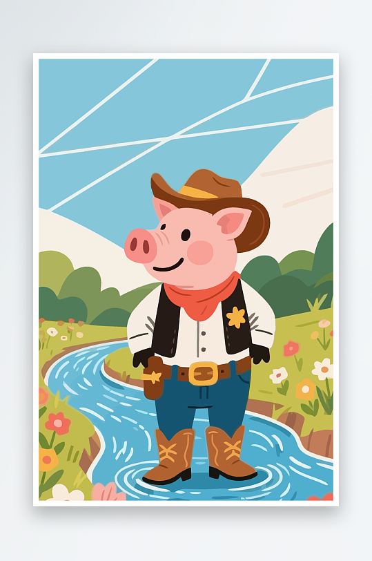 卡通猪图标矢量插画图形元素-众图网