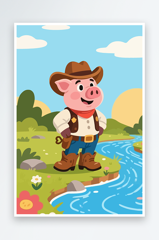 卡通猪图标矢量插画图形元素-众图网