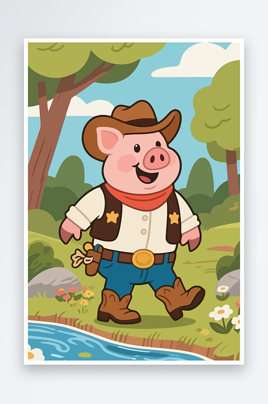 卡通猪图标矢量插画图形元素-众图网