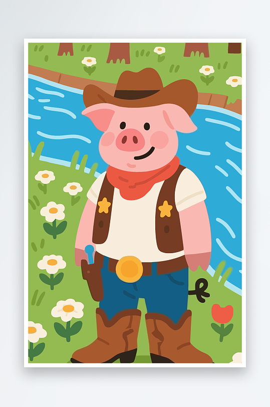 卡通猪图标矢量插画图形元素-众图网