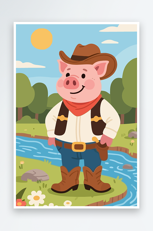 卡通猪图标矢量插画图形元素-众图网