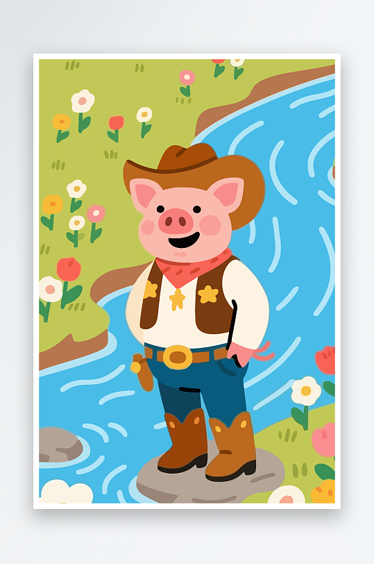 卡通猪图标矢量插画图形元素-众图网