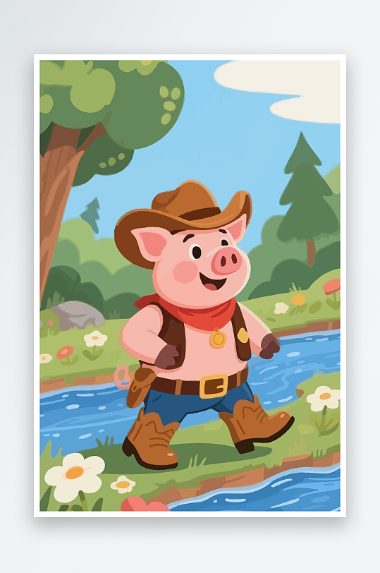 卡通猪图标矢量插画图形元素-众图网