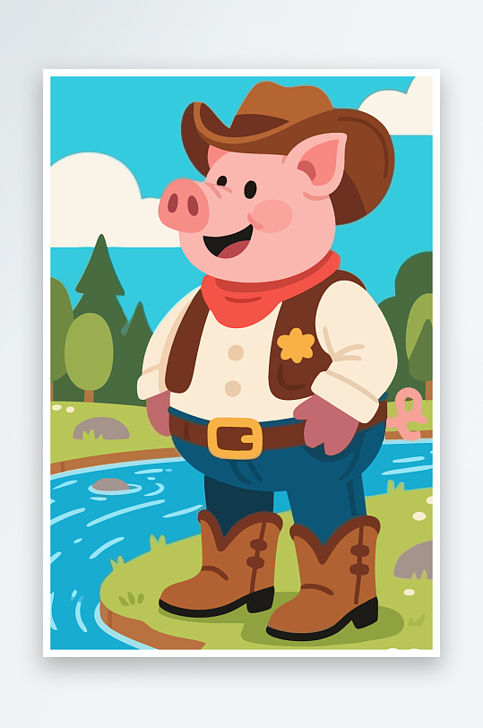 卡通猪矢量插画图形元素-众图网